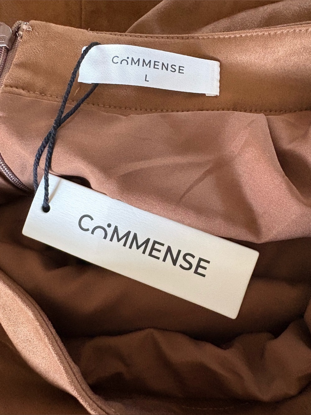 NWT - Commense Draped Slit Suede Effect Midi Skirt in Light Brown - Size L - Picture 7 of 7
